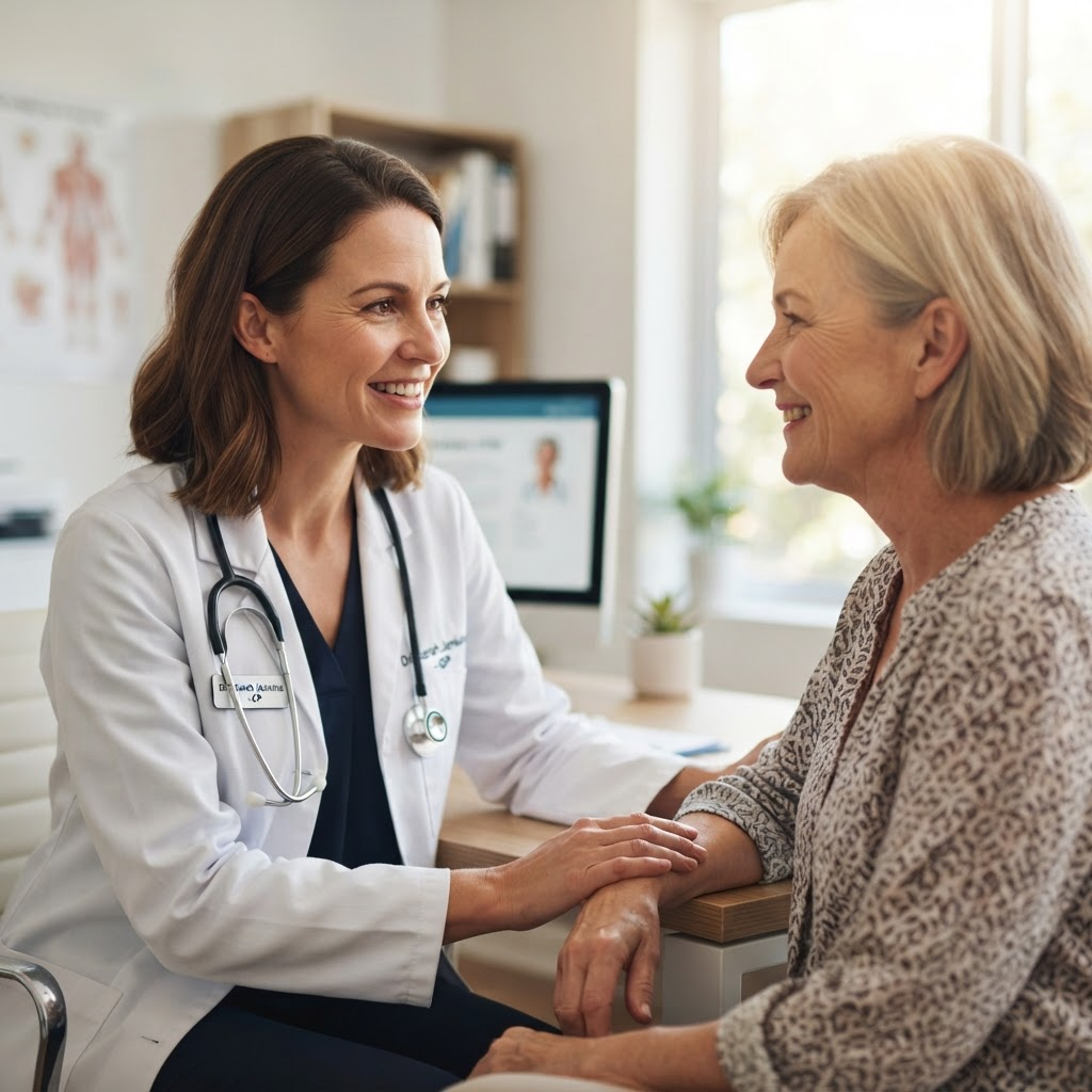 A doctor talking with a patient in the clinic